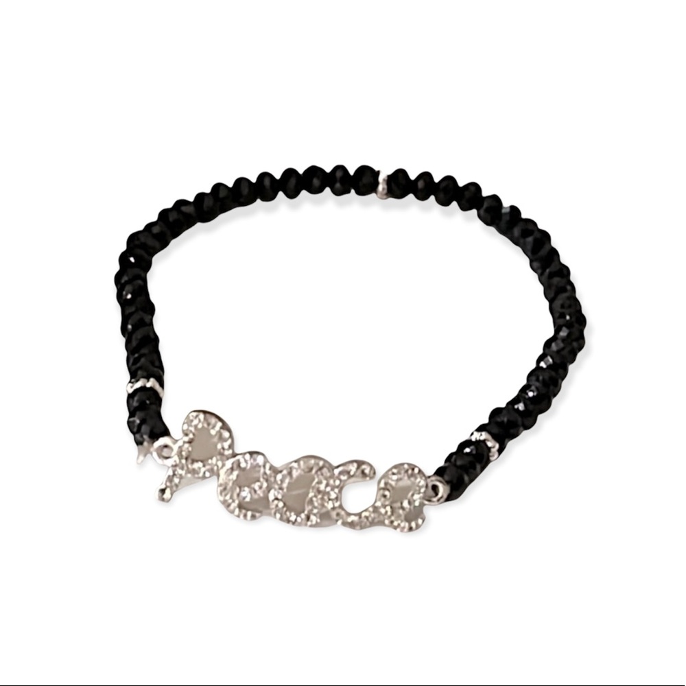 Peace Bedazzled Beaded Bracelet